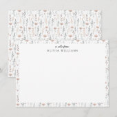 Minimalistische Boho Botanische Wildbloem Bloemen  Notitiekaartje (Voorkant / Achterkant)