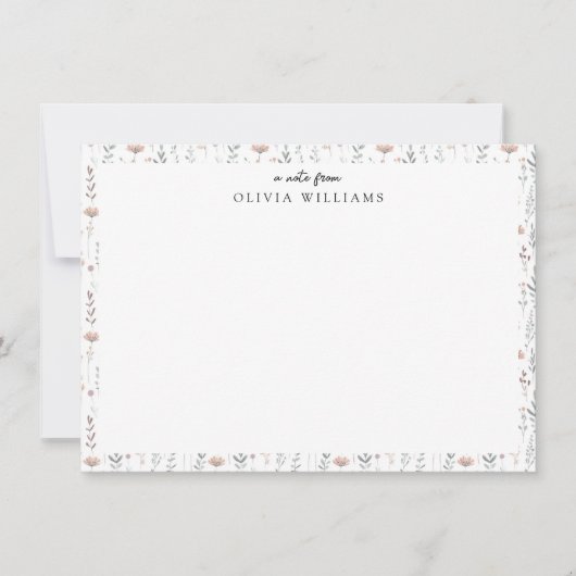 Minimalistische Boho Botanische Wildbloem Bloemen  Notitiekaartje (Voorkant)