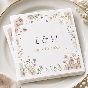 Minimalistische Boho Botanische Wilde Bloemen Init Servet