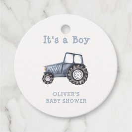 Minimalistische Boho Boy Waterverf Tractor Baby sh Bedankjes Labels