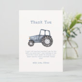 Minimalistische Boho Boy Waterverf Tractor Baby sh Bedankkaart (Staand voorkant)