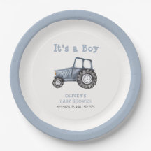 Minimalistische Boho Boy Waterverf Tractor Baby sh