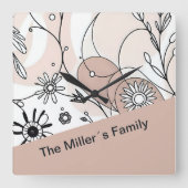 Minimalistische Boho Brown Cosy Vibes Vierkante Klok (Voorkant)