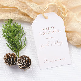 Minimalistische Boho Brown Script familienaam Kers Cadeaulabel