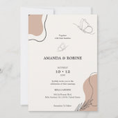 Minimalistische Boho Butterfly bruiloft uitnodigin Kaart (Voorkant)