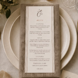 Minimalistische Boho Cacaobruine Gestreepte Trouwm Menu