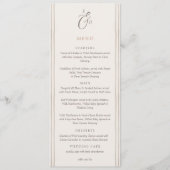 Minimalistische Boho Cacaobruine Gestreepte Trouwm Menu (Voorkant)