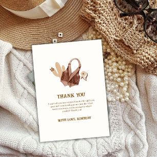 Minimalistische Boho Cactus Cowgirl Baby shower Bedankkaart