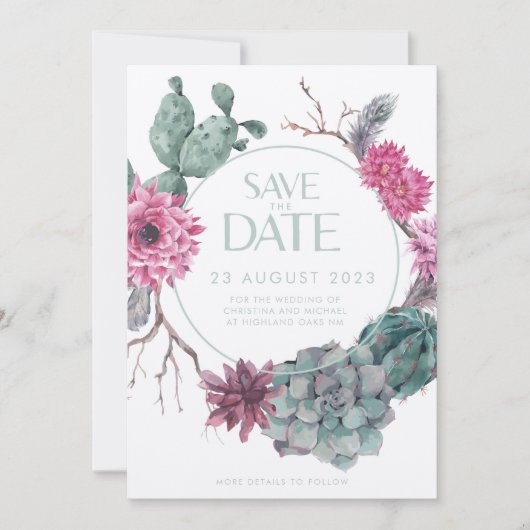 Minimalistische Boho Cactus Woestijn Bruiloft Kaart (Voorkant)