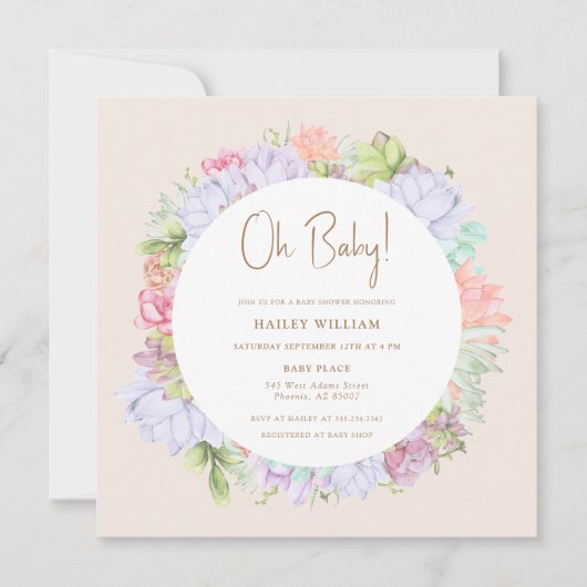 Minimalistische Boho Cactus woestijn Oh Baby showe Kaart (Voorkant)