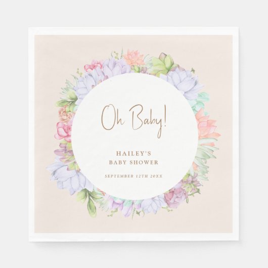 Minimalistische Boho Cactus woestijn Oh Baby showe Servet (Voorkant)