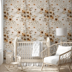 Minimalistische Boho Chic Bloemen Aardse Pastel Kl Behang