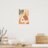 Minimalistische Boho Chic Botanische Vaas Art Post Poster (Keuken)