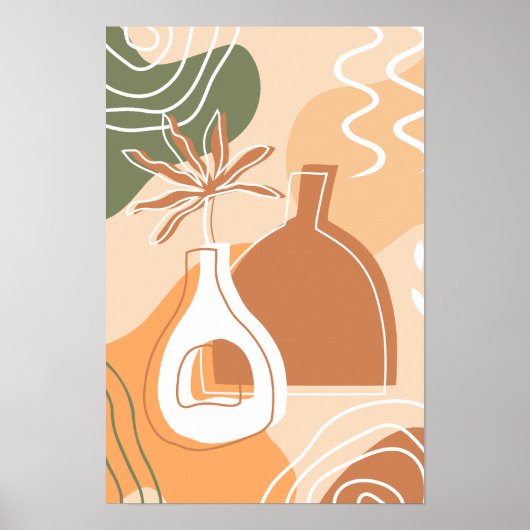 Minimalistische Boho Chic Botanische Vaas Art Post Poster (Voorkant)