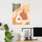 Minimalistische Boho Chic Botanische Vaas Art Post Poster (Thuiskantoor)