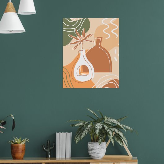 Minimalistische Boho Chic Botanische Vaas Art Post Poster (Woonkamer 1)