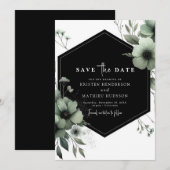 Minimalistische Boho Chic Sage Green bruiloft Save The Date (Voorkant / Achterkant)