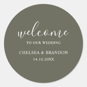Minimalistische Boho Chic Salie Groene Welkom Trou Ronde Sticker