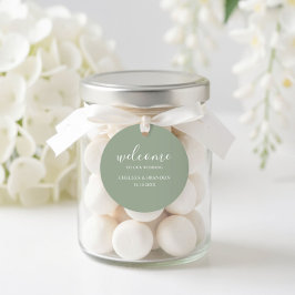 Minimalistische Boho Chic Salie Groene Welkom Trou Ronde Sticker