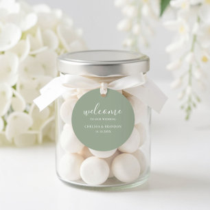 Minimalistische Boho Chic Salie Groene Welkom Trou Ronde Sticker