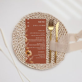 Minimalistische Boho Chic Wildflower Trouwtafel Menu