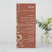 Minimalistische Boho Chic Wildflower Trouwtafel Menu (Staand voorkant)