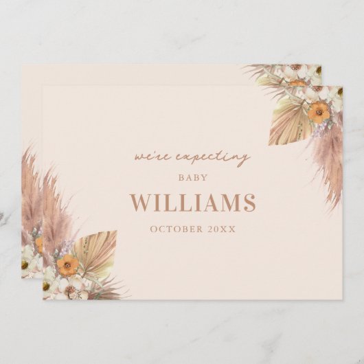 Minimalistische Boho Chic zwangerschapsaankondigin Aankondiging (Voorkant / Achterkant)