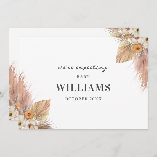 Minimalistische Boho Chic zwangerschapsaankondigin Aankondiging (Voorkant / Achterkant)