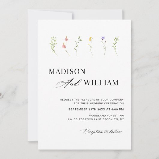 Minimalistische Boho chique WildFlower Garden brui Kaart (Voorkant)