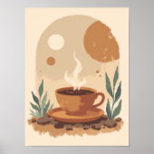 Minimalistische Boho Coffee Cup Abstracte keukenmu Poster (Voorkant)