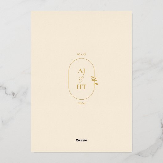 Minimalistische Boho Cream Arch Bruiloft Folie Uitnodiging (Achterkant)