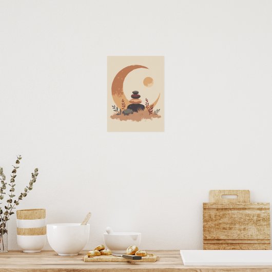 Minimalistische Boho Crescent Moon Wall Art Poster (Keuken)