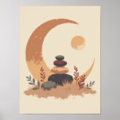 Minimalistische Boho Crescent Moon Wall Art Poster (Voorkant)