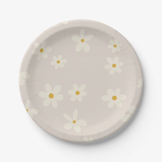 Minimalistische Boho Daisy Borden Papieren Bordje (Voorkant)