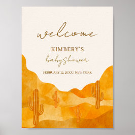 Minimalistische Boho Desert Cactus Baby shower Wel Poster