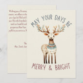 Minimalistische Boho Earth Tone Schattigee rendier Feestdagenkaart (Voorkant / Achterkant)