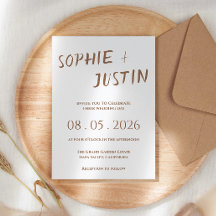 Minimalistische Boho Elegante Script Trouwdag