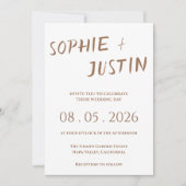 Minimalistische Boho Elegante Script Trouwdag Kaart (Voorkant)