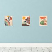 Minimalistische Boho esthetische moderne kunst set (Houten vloer)