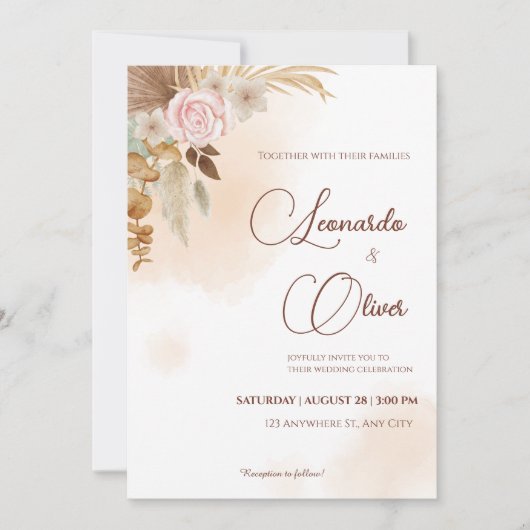 Minimalistische Boho Fall bruiloft uitnodiging (Voorkant)