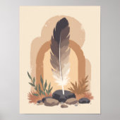 Minimalistische Boho Feather Abstracte moderne wan Poster (Voorkant)