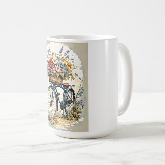 Minimalistische Boho Floral Fiets Koffiemok (Voorkant rechts)