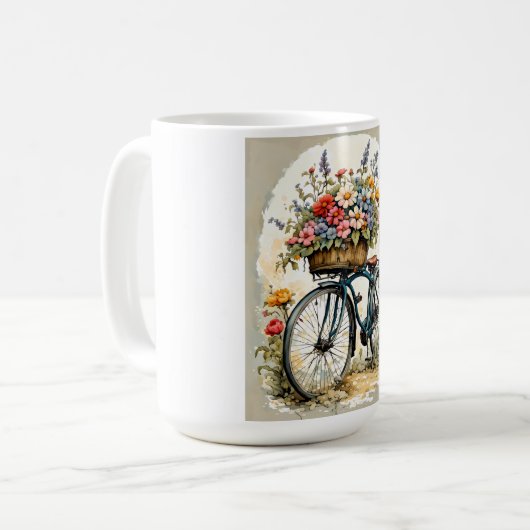 Minimalistische Boho Floral Fiets Koffiemok (Voorkant links)