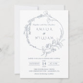 Minimalistische Boho Floral krans bruiloft Kaart (Voorkant)