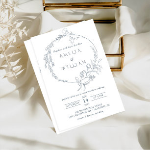 Minimalistische Boho Floral krans bruiloft Kaart