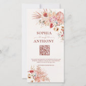 Minimalistische Boho Floral QR Code Wedding Save The Date (Achterkant)