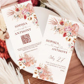 Minimalistische Boho Floral QR Code Wedding Save The Date
