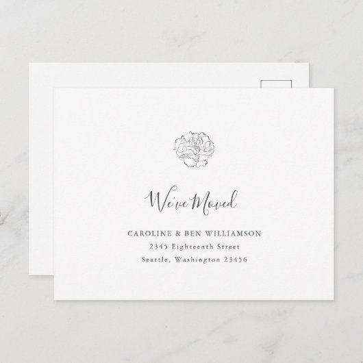 Minimalistische Boho Floral We hebben het adres wi Briefkaart (Voorkant / Achterkant)