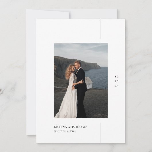 Minimalistische Boho Foto Bruiloft Kaart (Voorkant)
