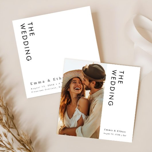 Minimalistische Boho foto bruiloft uitnodigen Kaart